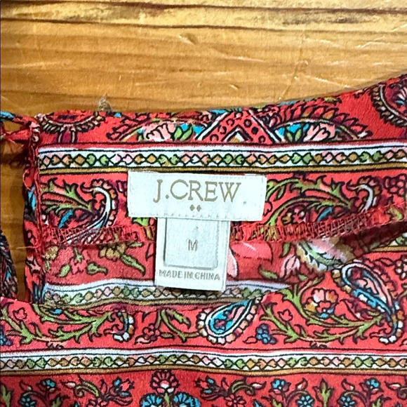 J Crew Red and Brown Paisley Blouse Short Sleeve size medium - Picture 2 of 9
